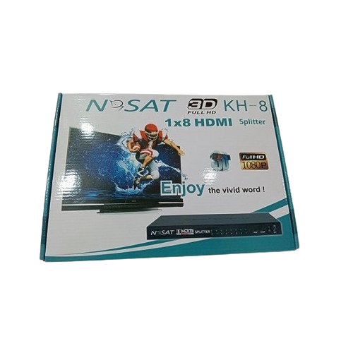 SPLITTER HDMI N-SAT 8 PORTS FULL HD 1080P 3D - Hermy Electro Tunisie Splitter HDMI 8 ports 4K 3D – 1 Entrée – 8 Sorties – Dupliquez votre source sur 8 écrans – Compatible 3D – Résolution d’image supportée : 480i / 480p/ 576i/ 576p / 720i/ 720p / 1080i/ 1080p 30hz (4K 30hz) – Compatible avec tous les format Audio: DTS-HD / DOLBY-trueHD /LPCM7.1 / DTS / DOLBY-AC3 / DSD – Alimentation: DC5V