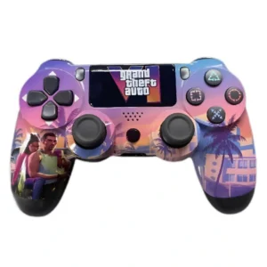 Manette SONY PS4 DUALSHOCK 4 Grand Theft Auto V Edition - Batterie : Lithium-ion rechargeable - Connectivité : Bluetooth pour jouer librement sans câble, ou via USB pour la recharge et le jeu filaire - Compatibilité : PlayStation 4 - Puissance nominale en entrée : 5 V DC, 800 mA - Dimensions : 161 x 57 x 100 mm - Couleur : Noir avec design Grand Theft Auto V
