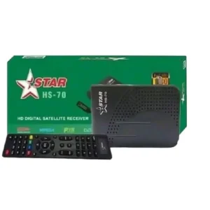Starsat Star HS70 - Hermy Electro Tunisie Récepteur Starsat Star HS70 - Résolution : Full HD 1080p - Connectivité : Filaire - Connecteur: HDMI, USB - Compatible Avec Clé Wi-Fi - Télécommande inclus - Couleur : Noir - Garantie: 1 an