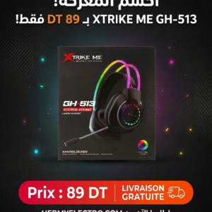 Casque Gaming XTRIKE ME GH-513 - Son Stéréo & Rétroéclairage RGB Tunisie - 89 DT - Hermy Electro